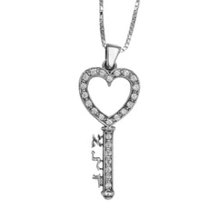 Pendant Key Kabbalah from the Evil Eye w/ White Crystal CZ Sterling Silver