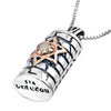 Image of Pendant Mezuzah w/Star of David & Ten Commandments Sterling Silver Gold 9K