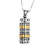 Image of Pendant Mezuzah w/ 4 Main Prayers of Kabbalah Sterling Silver & Gold 9K Amulet