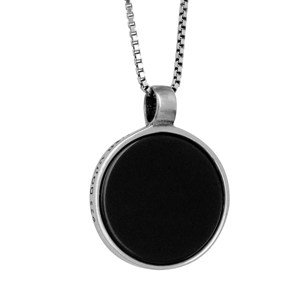 Pendant SHEMA ISRAEL w/ Black Onyx Gemstone Kabbalah Blessing Sterling Silver