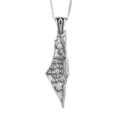 Pendant Map of Country Israel w/ Prayer Blessing of the Lord Sterling Silver