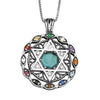 Image of Kabbalah Pendant Star of David Labradorite Hoshen Crystals CZ Silver 925 & Gold 9K