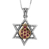 Image of Pendant Amulet Kabbalah w/ Pomegranate Garnet Gemstones Sterling Silver Gold 9K