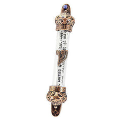 Mezuzah Glass Door Silver Judaism Prayer from Jerusalem Non Kosher Scroll 4,3"