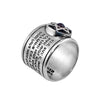 Image of Ring Traveler's Prayer Kitsur Shulkhan Arukh Kabbalah Sterling Silver & Garnet
