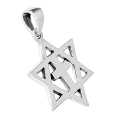 Magen david with a cross in the center Silver 925 Hand Made 2 x 1.5 cm