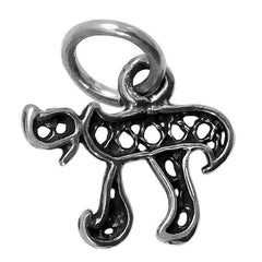 Silver 925 Pendant necklace Hai Good Luck Long Life Hand Made 0.5 x 0.4"