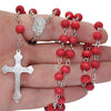 Image of Sandal Wood Rosary with Rose Aroma and Jerusalem Cross Holy Land Gift 20 inch