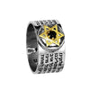 Image of Kabbalah Ring w/Traveller's Prayer Kitsur Shulkhan Sterling Silver & Gold 9K