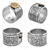 Image of Kabbalah Ring w/ Traveller's Prayer Kitsur Shulkhan Sterling Silver & Gold 9K