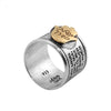 Image of Kabbalah Ring w/ Traveller's Prayer Kitsur Shulkhan Sterling Silver & Gold 9K
