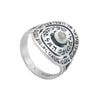 Image of Jewish Kabbalah Ring w/ Angels Blessing & Chatoyancy Stone Silver 925 Judaica Talisman