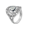 Image of Jewish Kabbalah Ring w/ Angels Blessing & Chatoyancy Stone Silver 925 Judaica Talisman