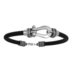 Bracelet Shema Israel Sh'ma Yisrael Silver 925 & Leather Men's Jewelry