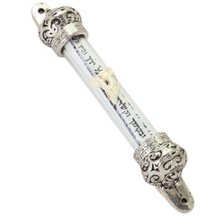 Mezuzah House Door Silver with Prayer from Jerusalem Non Kosher Scroll 4,4