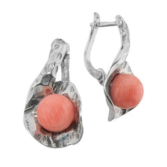 Handmade Earrings w/Genuine Rose Quartz Ball Gemstone from Silver 925 Israel