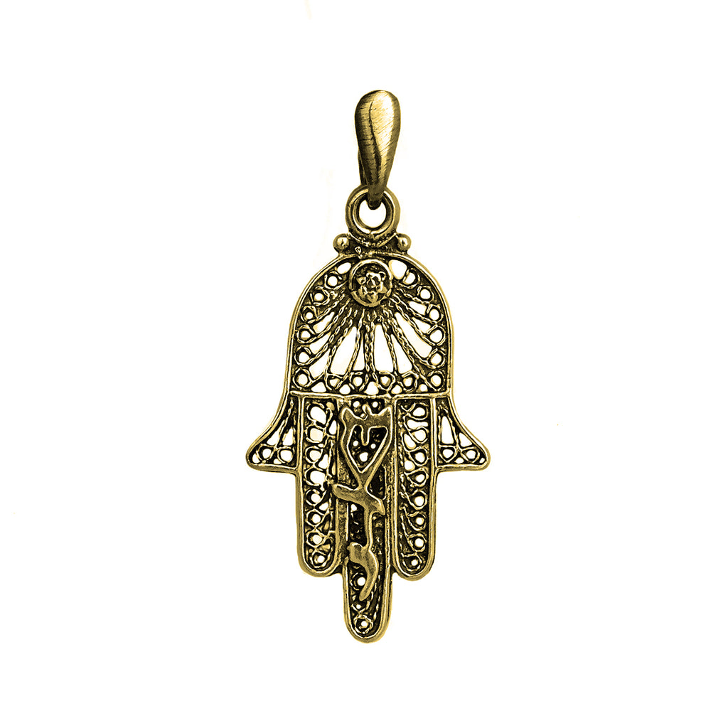 Pendant Hamsa The Name of God is "שדי" Shaddai Sterling Silver Necklace 1.44"