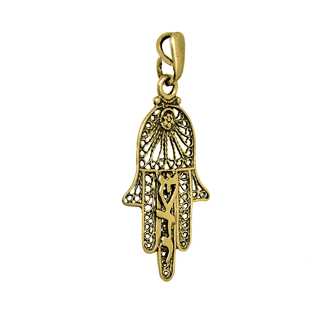 Pendant Hamsa The Name of God is "שדי" Shaddai Sterling Silver Necklace 1.44"
