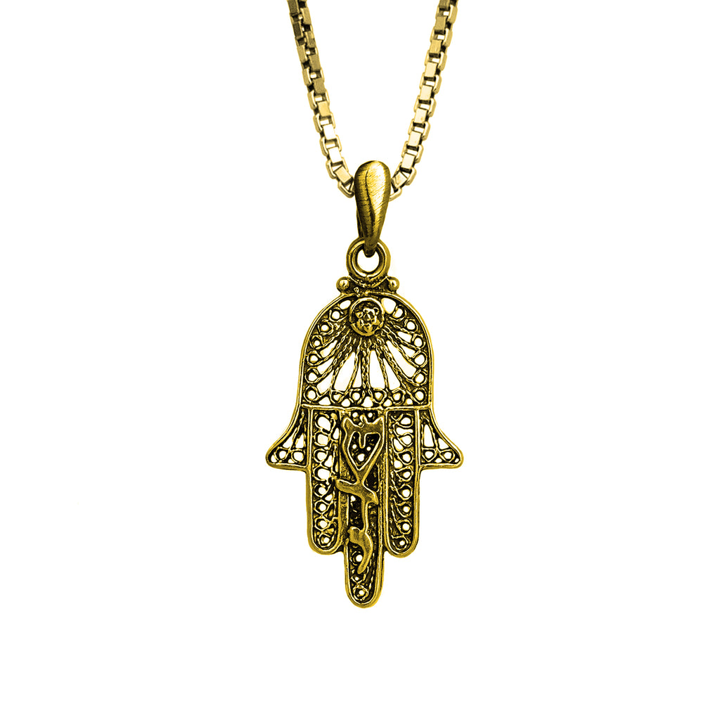 Pendant Hamsa The Name of God is "שדי" Shaddai Sterling Silver Necklace 1.44"