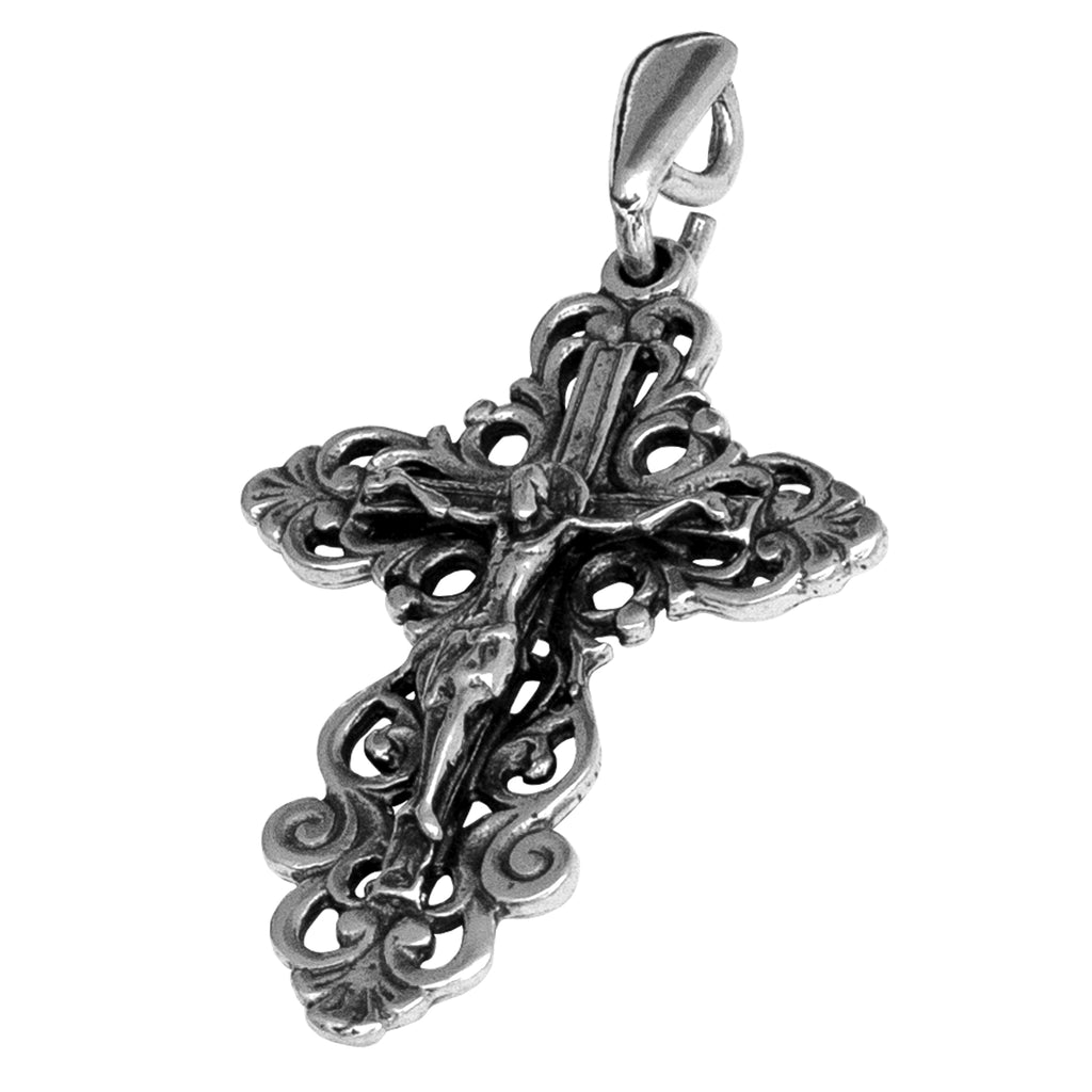 Filigree Sterling Silver Cross Crucifix Consecrated in the Holy Sepulchre
