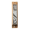 Image of Door Mezuzah Case Olive Wood Enamel Silver Western Wall Ha-Kotel Non-Kosher Scroll Torah from Jerusalem Shema Israel 3,8"