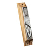 Image of Door Mezuzah Case Olive Wood Enamel Silver Western Wall Ha-Kotel Non-Kosher Scroll Torah from Jerusalem Shema Israel 3,8"