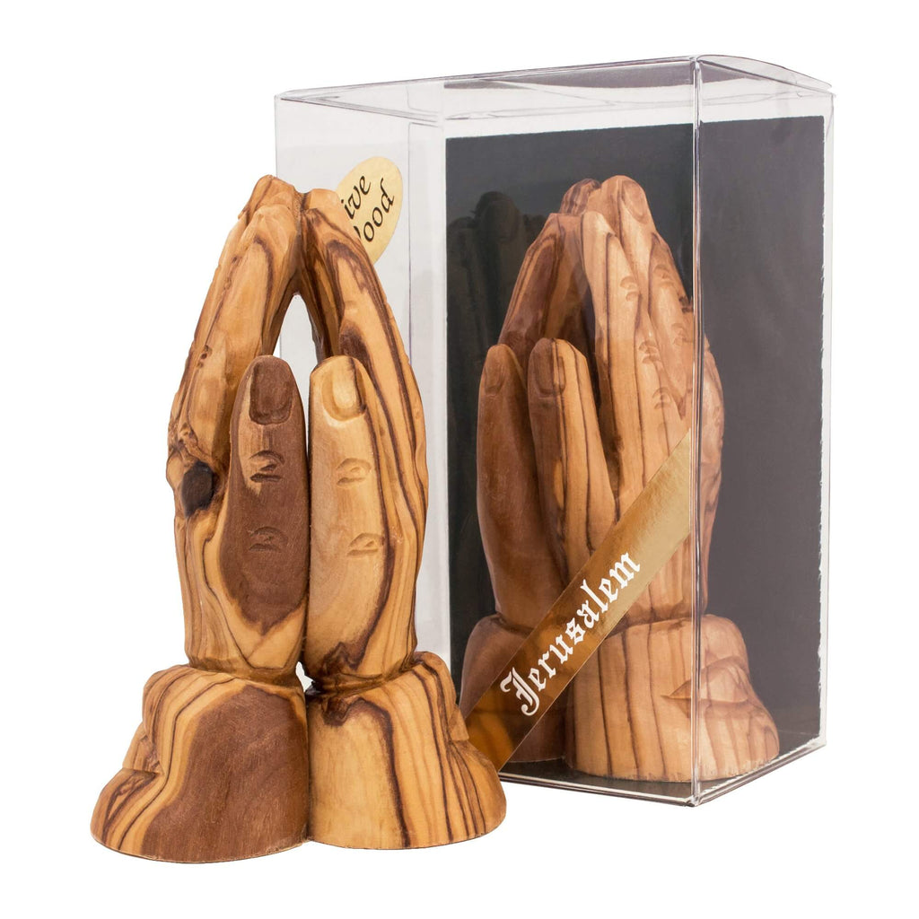 Hand Made Figurine from Natural Olive Wood Prayer Hands from Bethlehem 4,3"