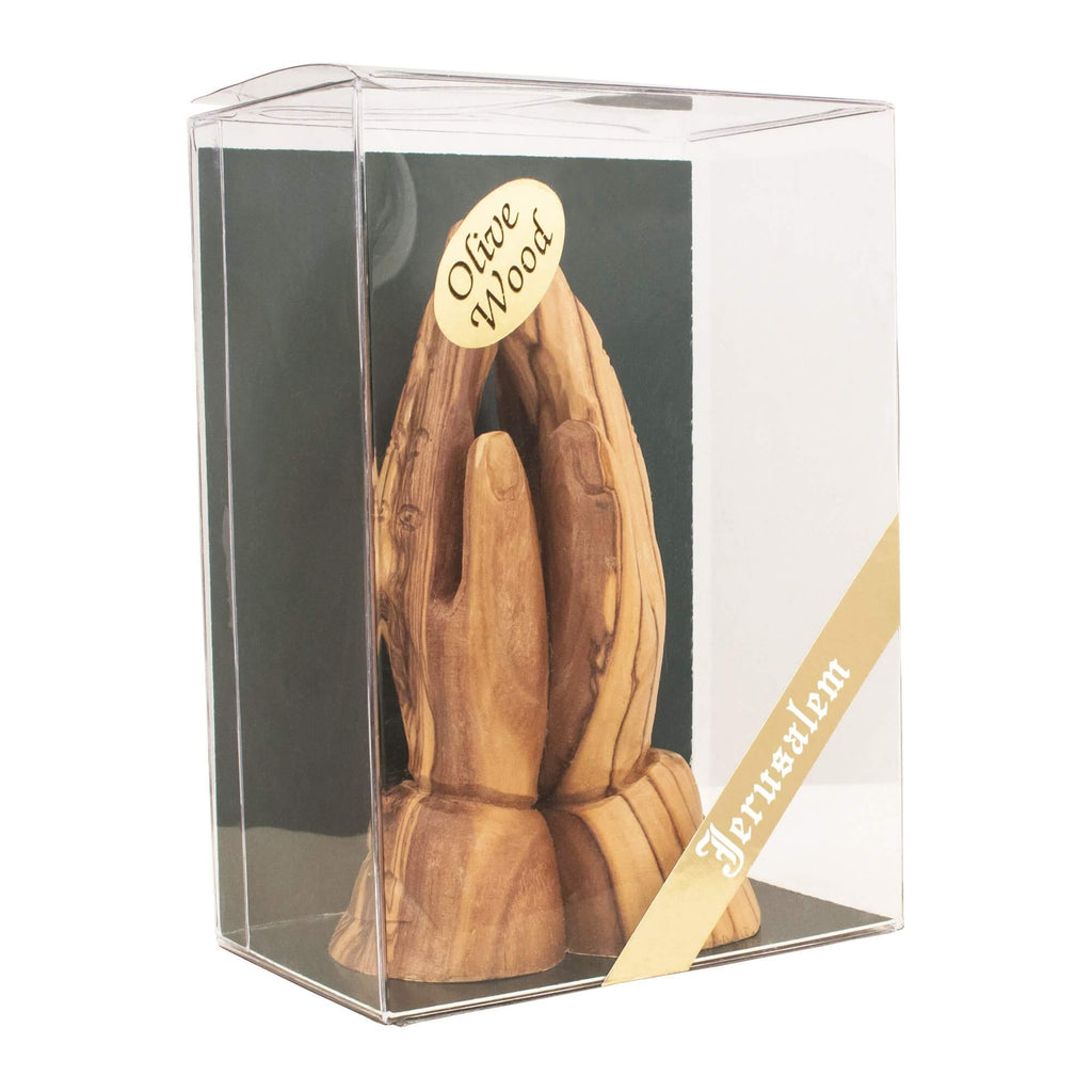 Hand Made Figurine from Natural Olive Wood Prayer Hands from Bethlehem 4,3"