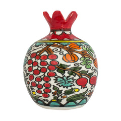 Vase Ceramic Decorative Pomegranate Figurine Handmade Floral Print Jerusalem 3,5"
