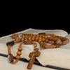 Image of Natural Wood Rosary Beads w/ Cross Images of Saints From Jerusalem Holy Land 21"