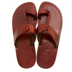 Men's Toe Sandals Natural Genuine Camel Leather Stripes 6-13 US