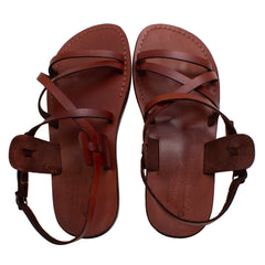 Women's Biblical Style Sandals Genuine Camel Leather Stripes from Jerusalem 6-13 US