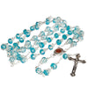 Image of Rosary Beads Light Blue Crystal w/Сrucifix & Holy Soil Jerusalem 23,5"