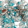 Image of Rosary Beads Light Blue Crystal w/Сrucifix & Holy Soil Jerusalem 23,5"