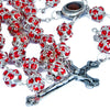 Image of Rosary Beads Prayer Red Crystal w/Сrucifix & Holy Soil from Jerusalem 22"