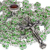 Image of Rosary Beads Prayer Green Crystal w/Сrucifix & Holy Soil from Jerusalem 22"