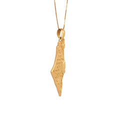Pendant of Israel Map with Prayer Blessing the Lord 14K Gold Jewelry from Holy Land