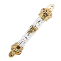 Gold Plated Mezuzah Door Talisman with Prayer Non Kosher Scroll Jerusalem 4,4