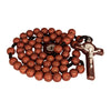 Image of Brown Rosary Beads Decorated with Cross Decor with Order of Saint Benedict 20"