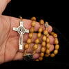 Image of Oval Rosary Prayer Beads Christian Order of St. Benedict Crucifix Necklace 19"