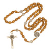 Image of Oval Rosary Prayer Beads Christian Order of St. Benedict Crucifix Necklace 19"