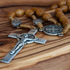 Image of Oval Rosary Prayer Beads Christian Order of St. Benedict Crucifix Necklace 19"