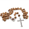 Image of Olive wood Handmade Rosary beads Prayer Knot with Holy Soil from Jerusalem 21"