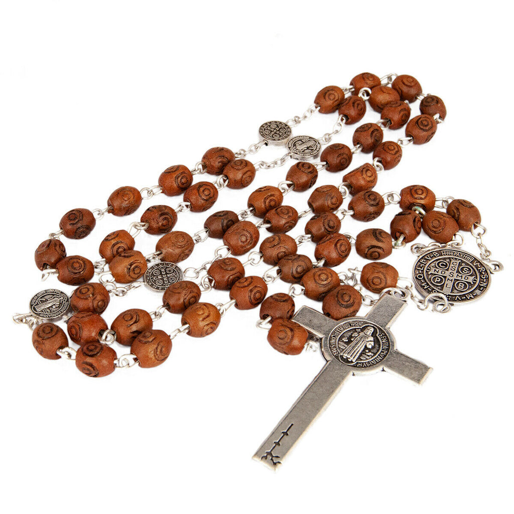 Rosary Prayer Beads Christian Order of St. Benedict Crucifix Necklace 21"