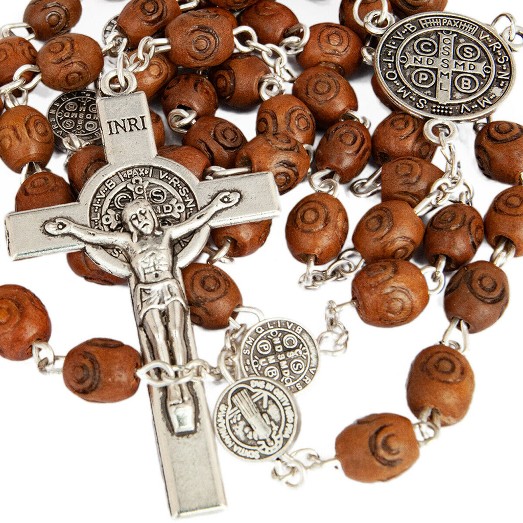 Rosary Prayer Beads Christian Order of St. Benedict Crucifix Necklace 21"