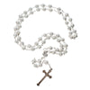 Image of White Rosary Beads with Cross Decor and Holy Soil from Jerusalem 21,5"