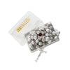 Image of White Rosary Beads with Cross Decor and Holy Soil from Jerusalem 21,5"