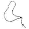 Image of Catholic White Rosary Pendant Beads with Cross Decor and Holy Soil Jerusalem 14"