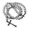 Image of Catholic White Rosary Pendant Beads with Cross Decor and Holy Soil Jerusalem 14"