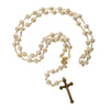 Image of Beige Rosary Beads with Cross Gold Plated and Holy Soil from Jerusalem 22"